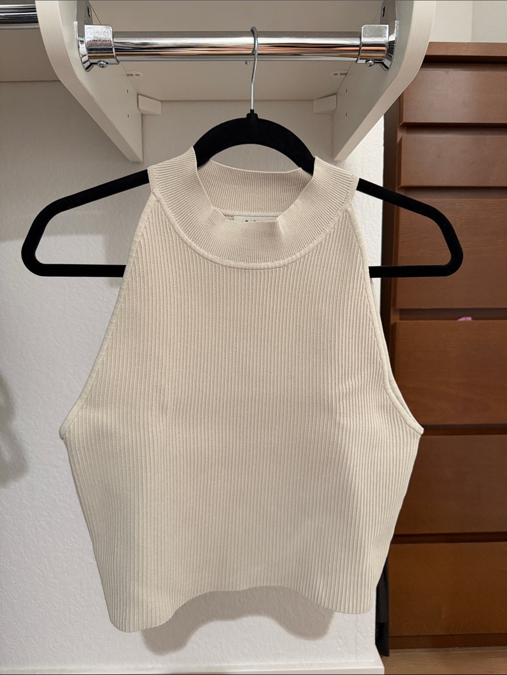 Babaton Ribbed Mock Neck Tank Top in Cream